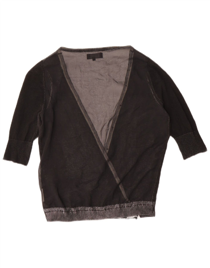 Guess Suéter tipo cárdigan de manga 3/4 para mujer UK 42 Gris medio