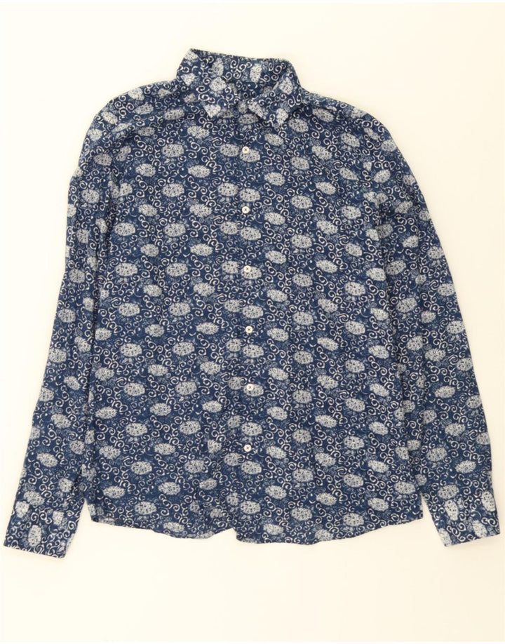 MASSIMO DUTTI Mens Shirt Large Blue Floral Vintage Massimo Dutti and Second-Hand Massimo Dutti from Messina Hembry 
