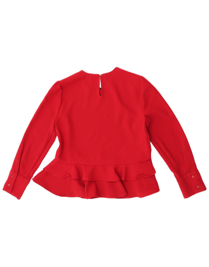 Zara Mujer Blusa De Manga Larga Top UK 42 Medium Rojo