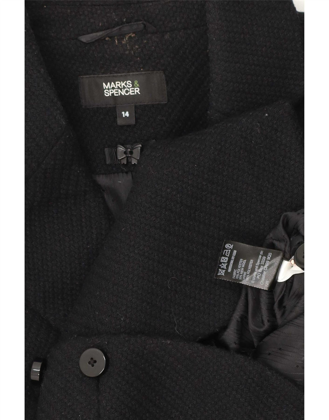 Marks & Spencer Chaqueta tipo blazer de 5 botones para mujer UK 44 Poliéster negro mediano