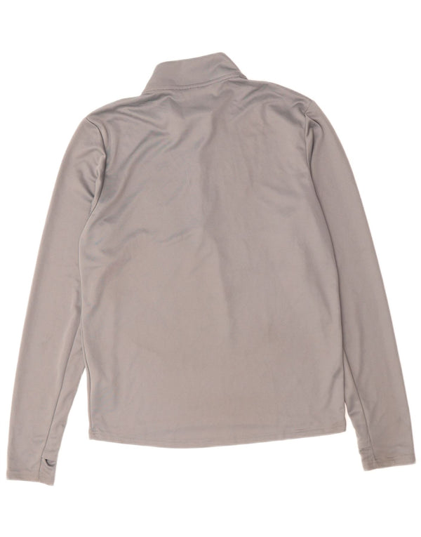 NIKE Hombre Dri Fit Zip Neck Jersey Chándal Top Pequeño Gris Poliéster