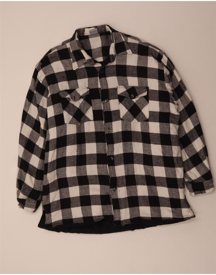 VINTAGE Camisa de franela para hombre 3XL Algodón a cuadros negro