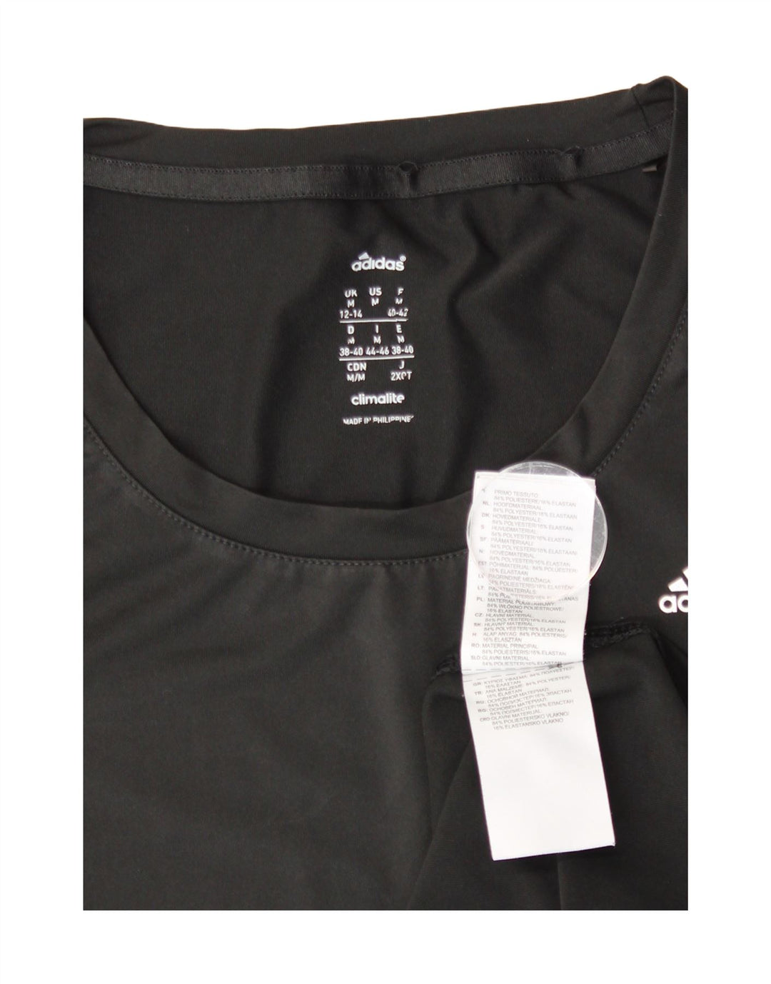 Adidas Mujer Climalite Camiseta Top UK 12/14 Mediano Negro Poliéster
