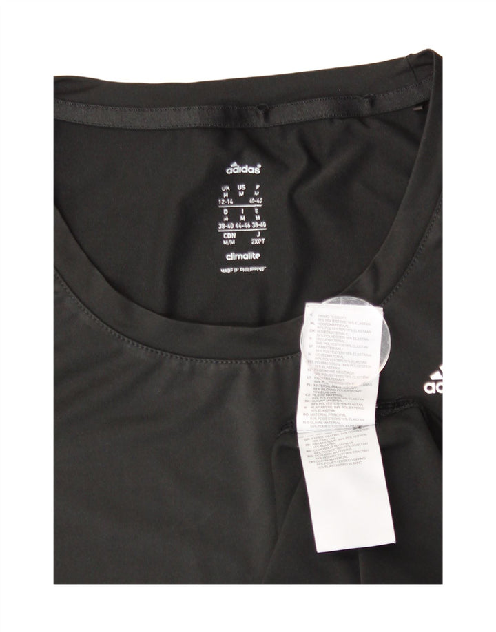 Adidas Mujer Climalite Camiseta Top UK 12/14 Mediano Negro Poliéster
