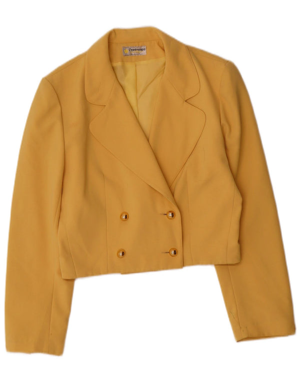 Vintage mujer chaqueta blazer de doble pecho IT 40 pequeño amarillo clásico