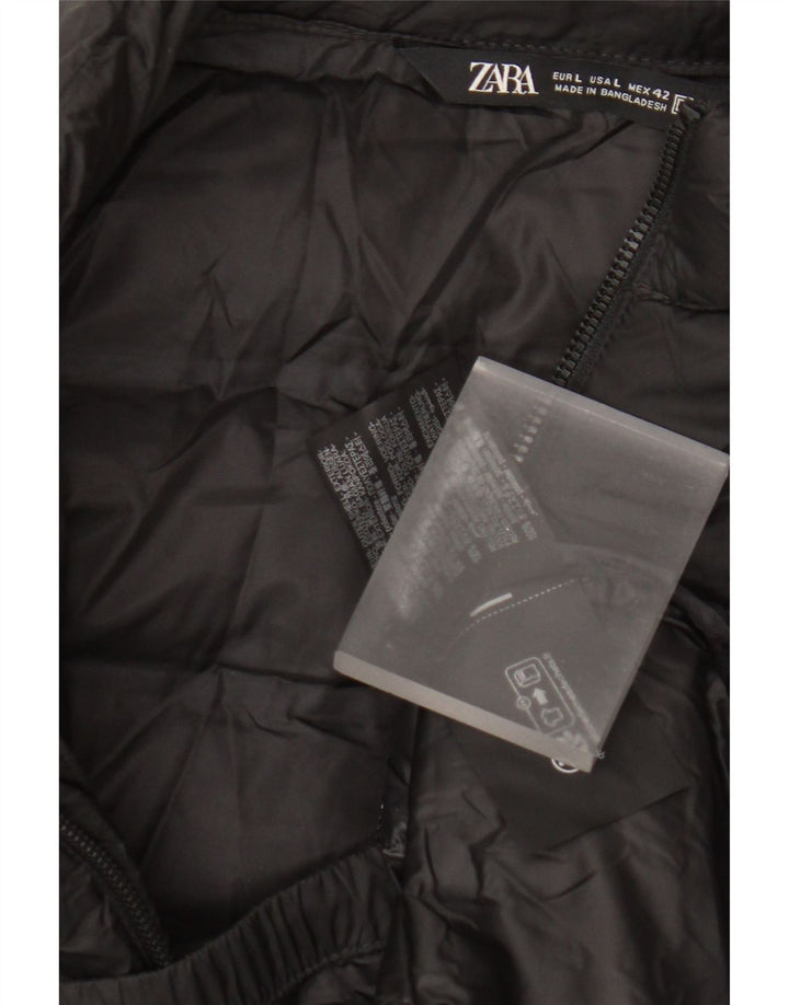 Zara Mujer Chaleco Acolchado UK 46 Grande Poliéster Negro