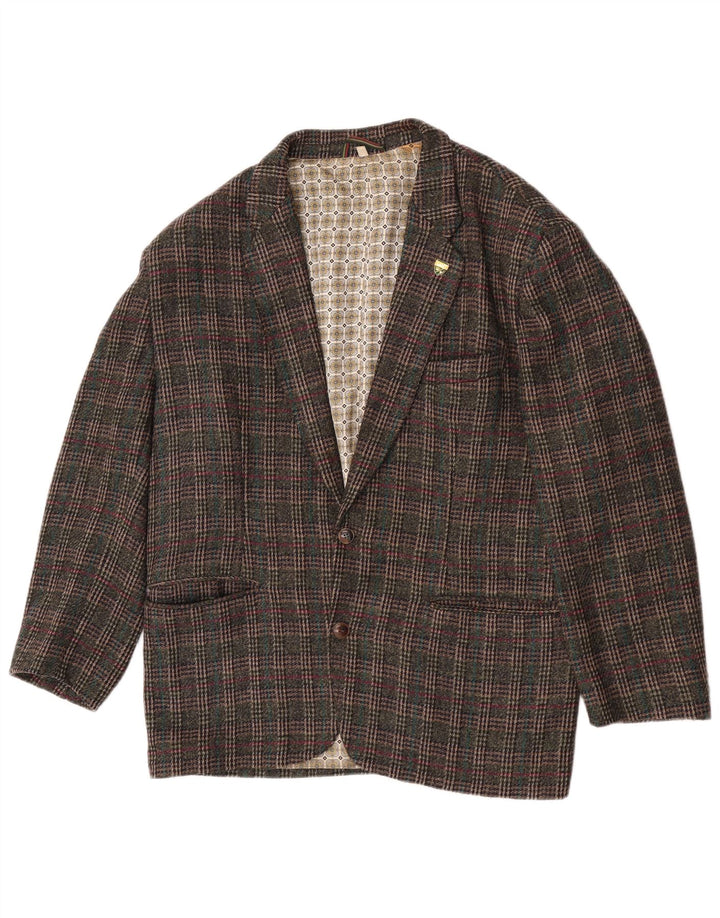 Cido Chaqueta tipo blazer de 2 botones de ajuste tradicional para hombre IT 48 Cuadros caqui medianos