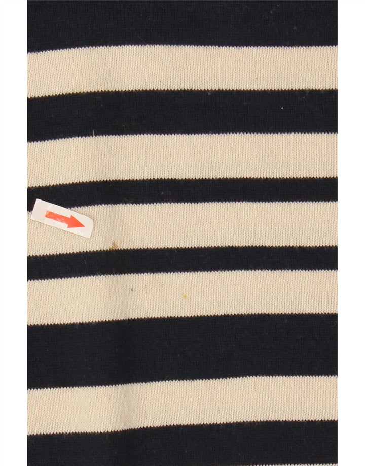 Marks & Spencer Suéter tipo jersey con cuello en V para mujer UK 12 Medium Off White Stripes