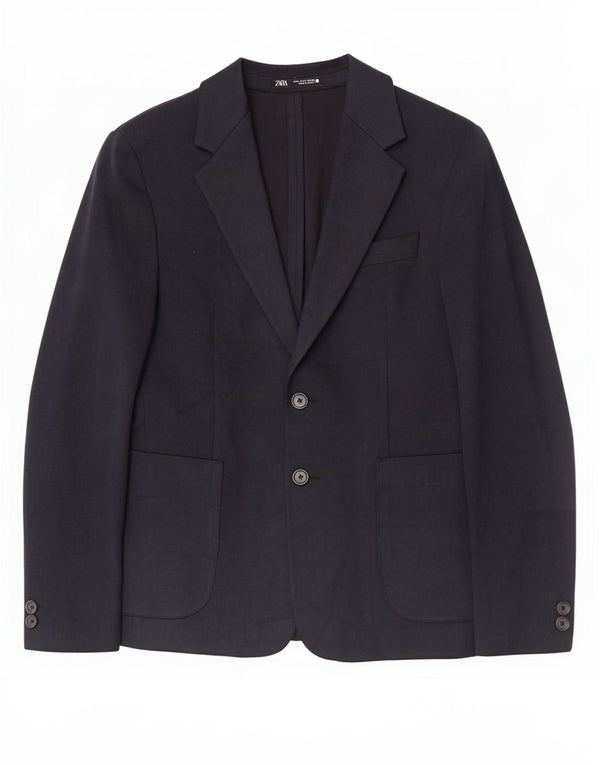 Zara Chaqueta tipo blazer de 2 botones para hombre UK 36 Small Azul marino Poliéster