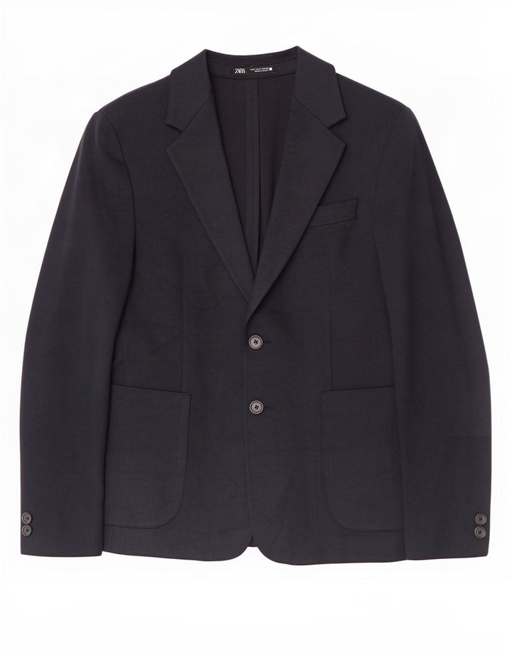 Zara Chaqueta tipo blazer de 2 botones para hombre UK 36 Small Azul marino Poliéster