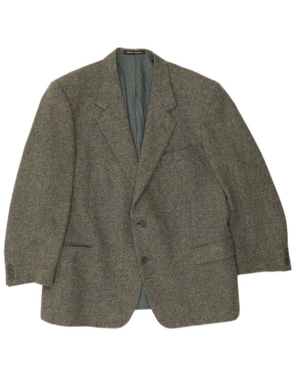 Facis Chaqueta tipo blazer de 2 botones para hombre IT 58 4XL Lana virgen moteada verde