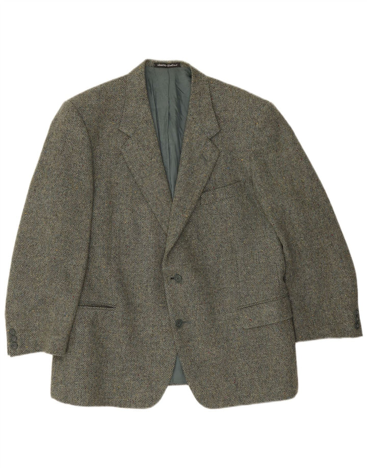 Facis Chaqueta tipo blazer de 2 botones para hombre IT 58 4XL Lana virgen moteada verde