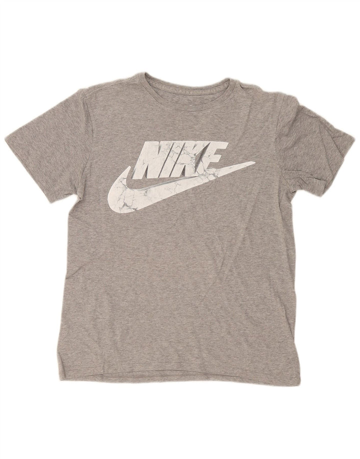 Nike Camiseta con gráfico de corte atlético para hombre Top pequeño gris moteado