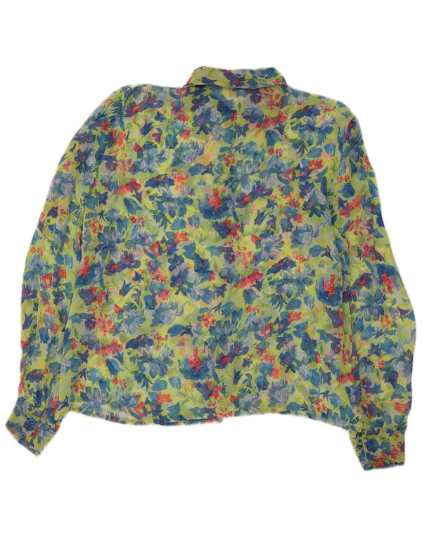 Leonik Blusa transparente para mujer IT 52 2XL Verde Floral