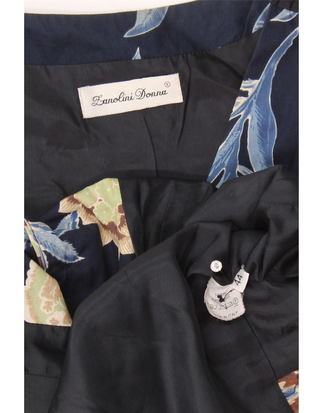 Chaleco vintage para mujer IT 44 Algodón floral azul marino medio