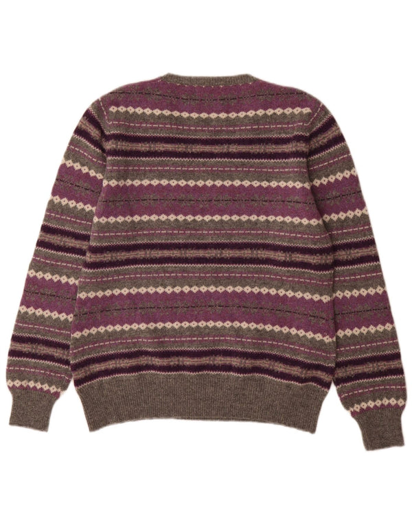 Marie Lund Suéter con cuello en V para mujer UK 12 Medium Purple Fair Isle