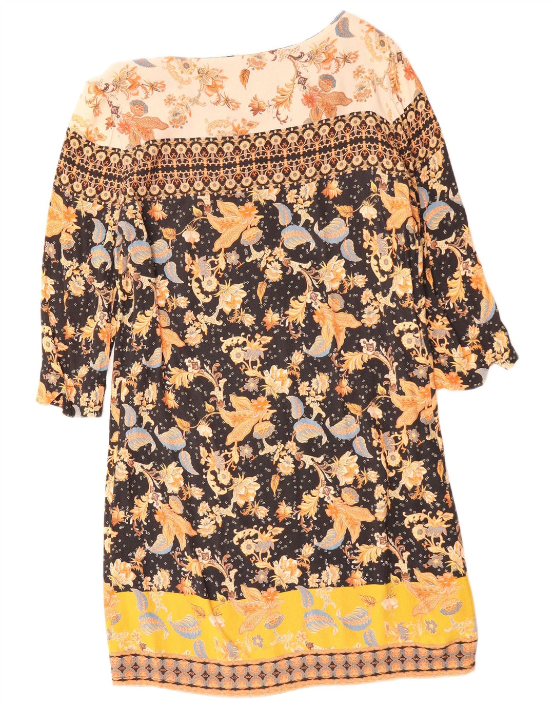 DESIGUAL Vestido recto de manga 3/4 para mujer EU 42 Grande Multicolor Floral