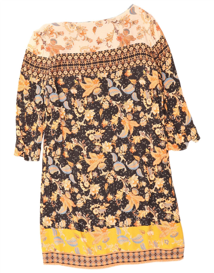 DESIGUAL Vestido recto de manga 3/4 para mujer EU 42 Grande Multicolor Floral