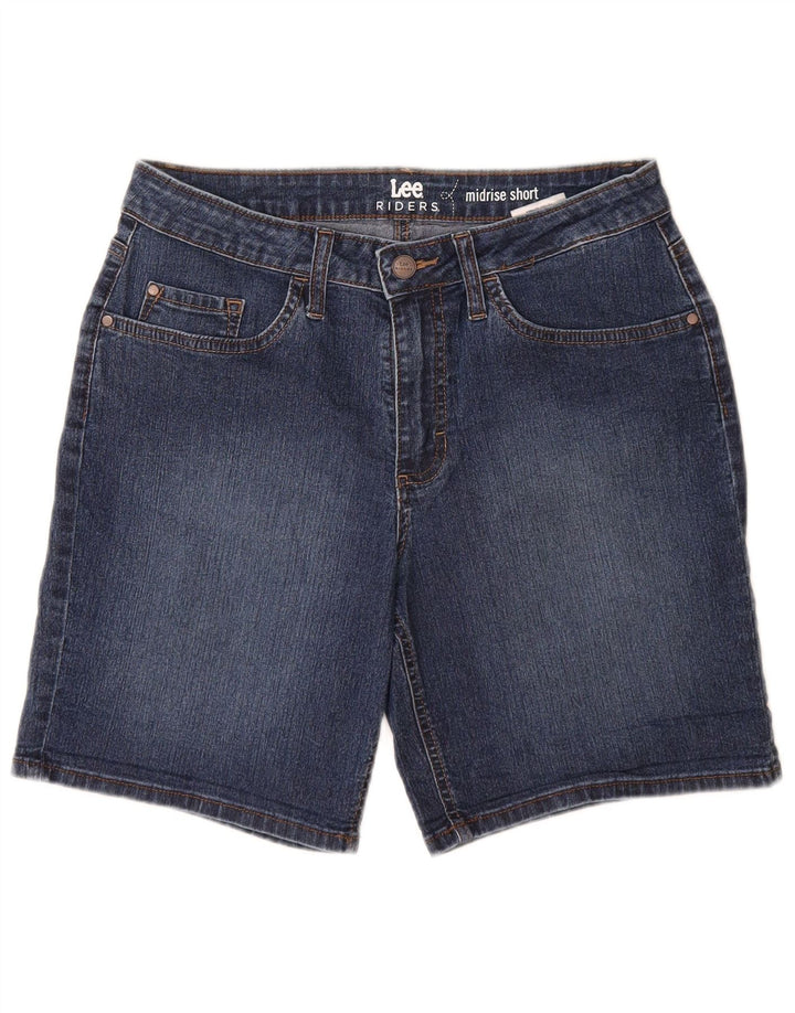 LEE Mujeres Riders Mid Rise Denim Shorts US 8 Mediano W28 Algodón Azul