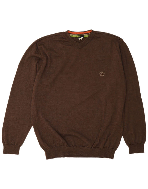 Paul & Shark Jersey Yachting con Cuello en V para Hombre XL Lana marrón