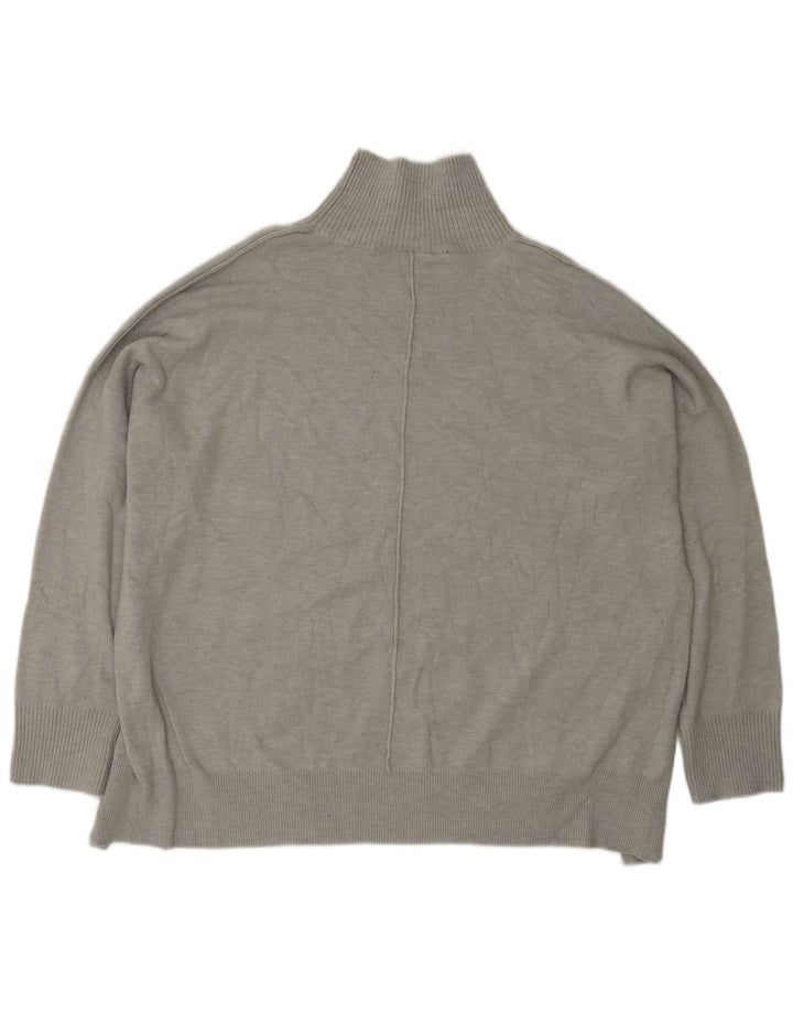 French Connection Suéter tipo jersey con cuello alto para mujer, talla 44, color gris medio