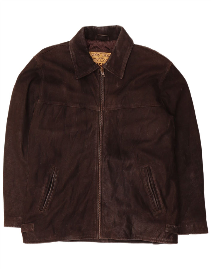 Vintage hombres chaqueta de cuero Reino Unido 36 pequeño marrón