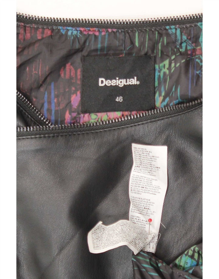 Desigual Mujer Chaqueta Biker De Piel Sintética EU 46 XL Poliuretano Negro