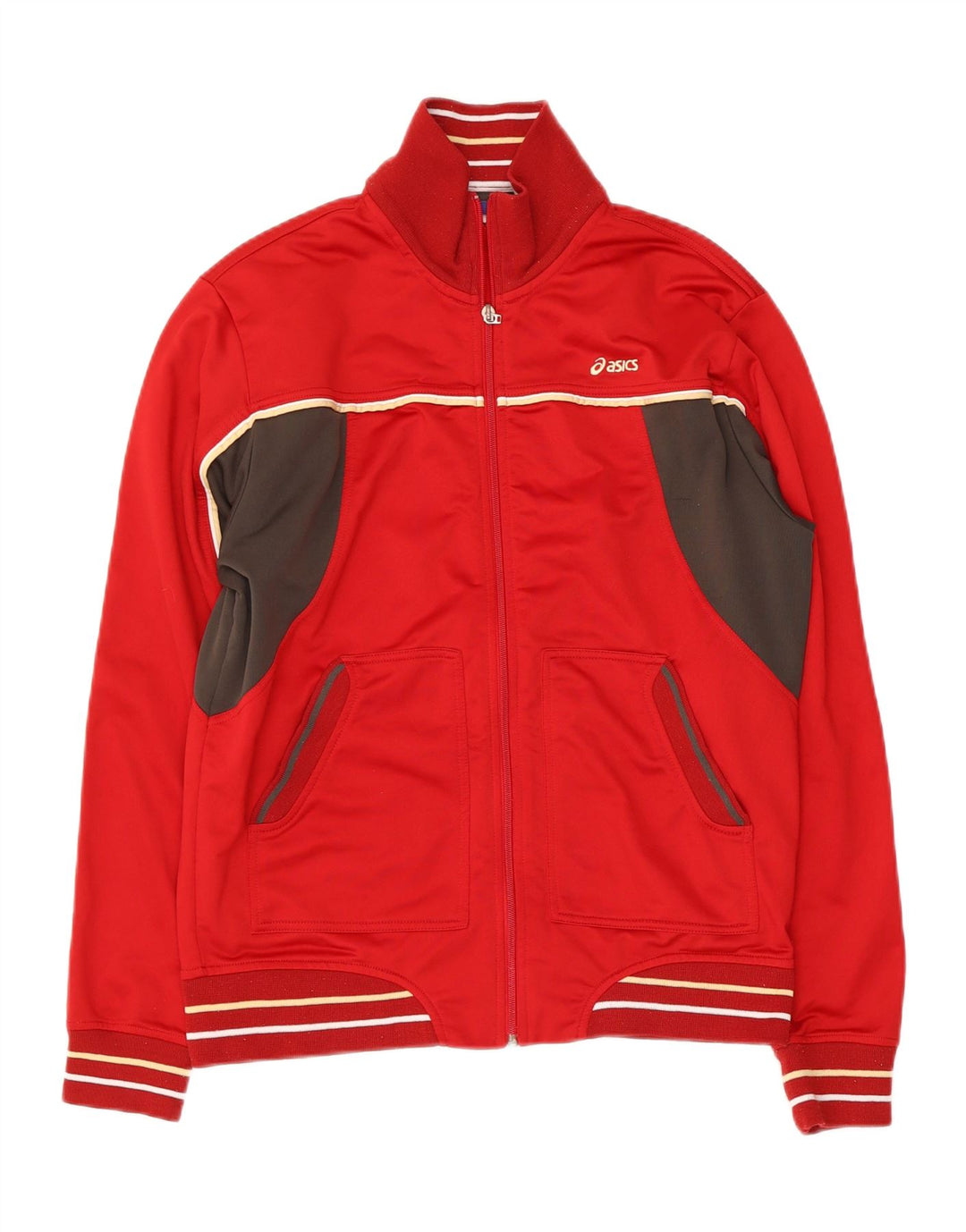 ASICS Hombre Chándal Top Chaqueta Medio Rojo Colorblock Poliéster