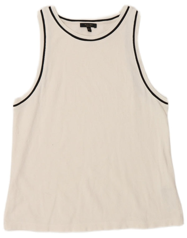 Massimo Dutti Camiseta Sin Mangas Mujer UK 42 Medium Viscosa Blanca