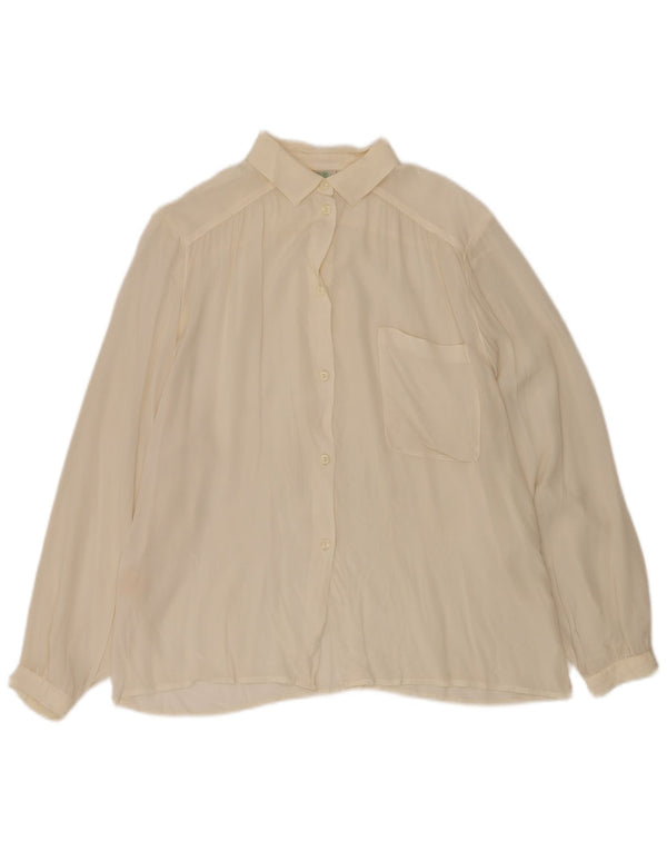 MARCELLA Blusa camisera transparente para mujer UK 14 Mediana Seda blanca