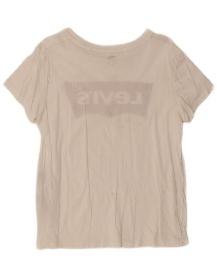 Levi's Camiseta gráfica para mujer Top UK 12 Medium White Cotton