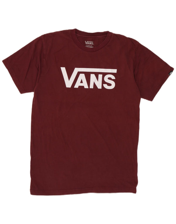 Vans Camiseta con gráfico de ajuste clásico para hombre Top pequeño de algodón granate