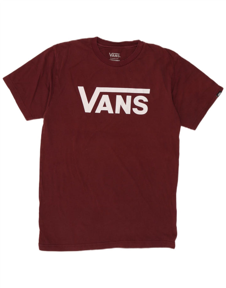Vans Camiseta con gráfico de ajuste clásico para hombre Top pequeño de algodón granate