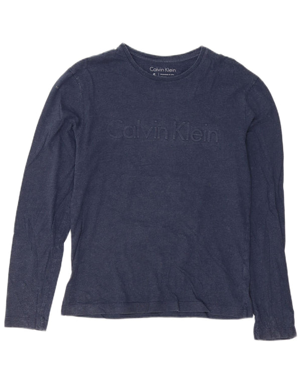 CALVIN KLEIN Top gráfico para hombre manga larga pequeño algodón azul marino