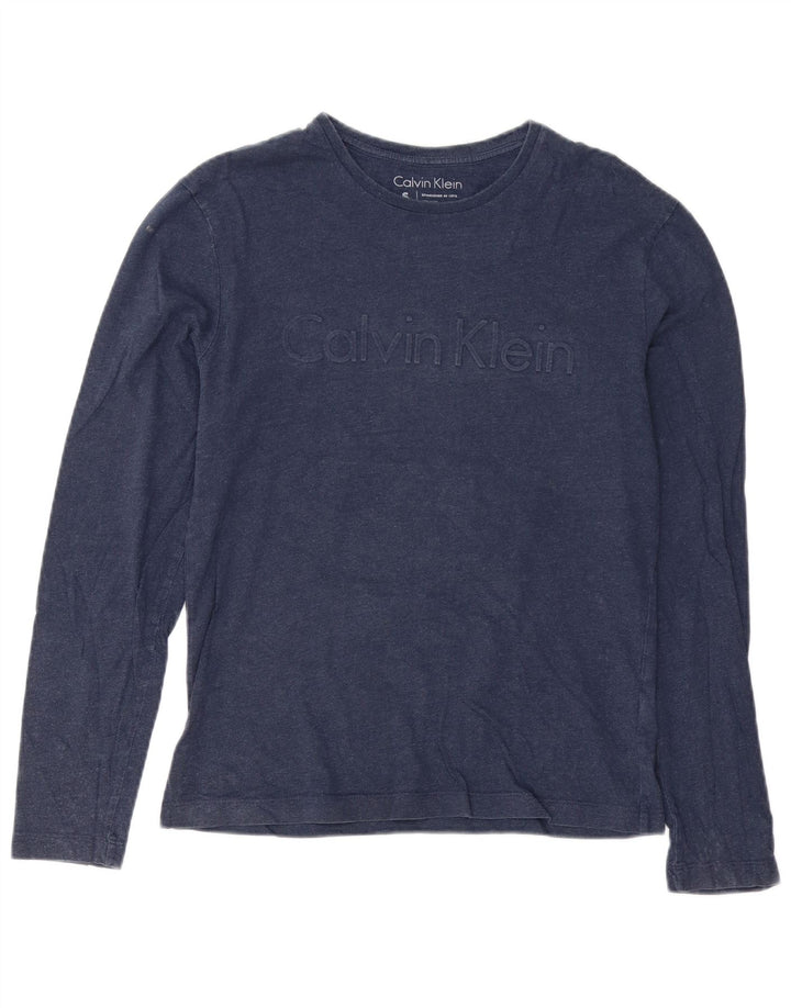 CALVIN KLEIN Top gráfico para hombre manga larga pequeño algodón azul marino