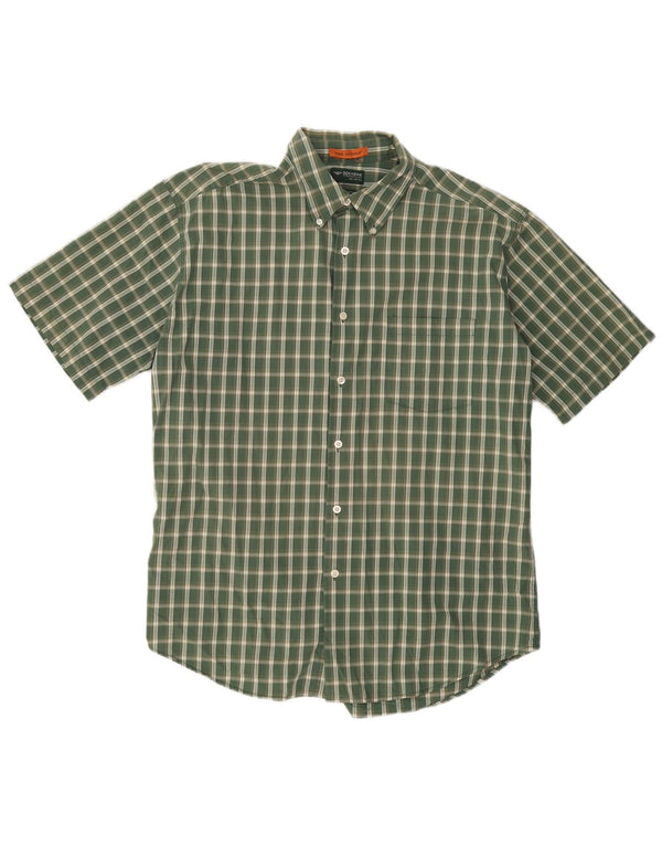 DOCKERS Camisa de manga corta para hombre Stain Defender de algodón a cuadros verdes grandes