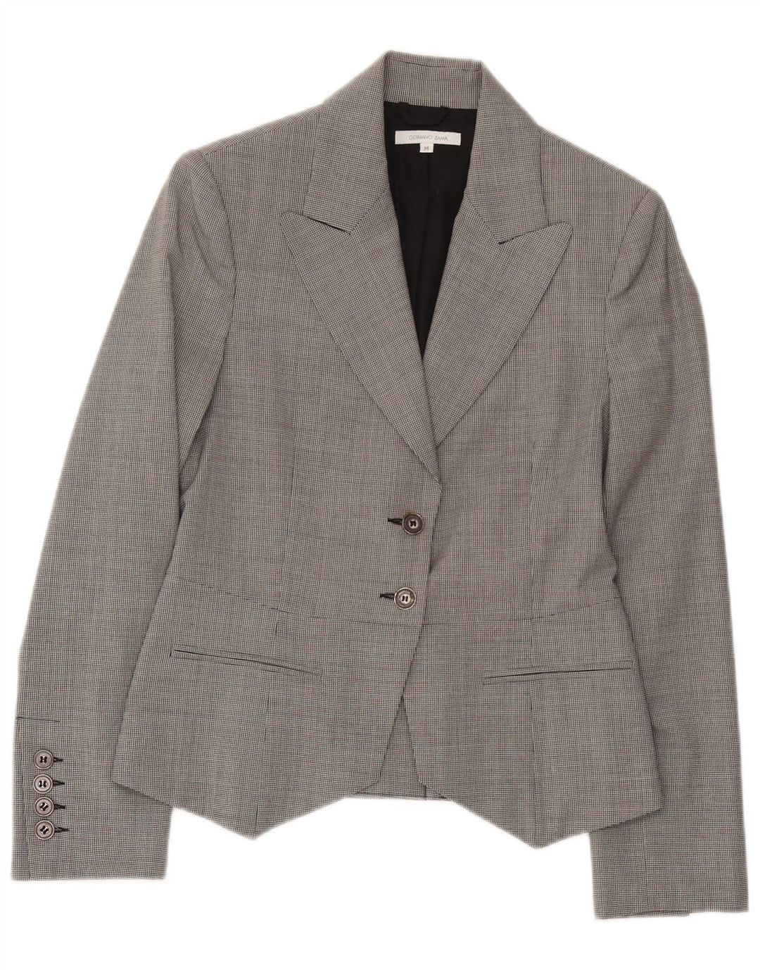 Germano Zama Chaqueta tipo blazer de 2 botones para mujer, Reino Unido 42, cuadros grises medianos