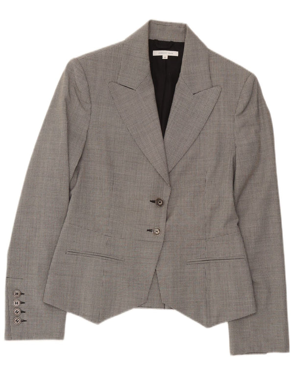 Germano Zama Chaqueta tipo blazer de 2 botones para mujer, Reino Unido 42, cuadros grises medianos