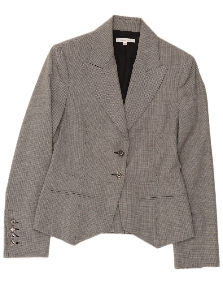 Germano Zama Chaqueta tipo blazer de 2 botones para mujer, Reino Unido 42, cuadros grises medianos
