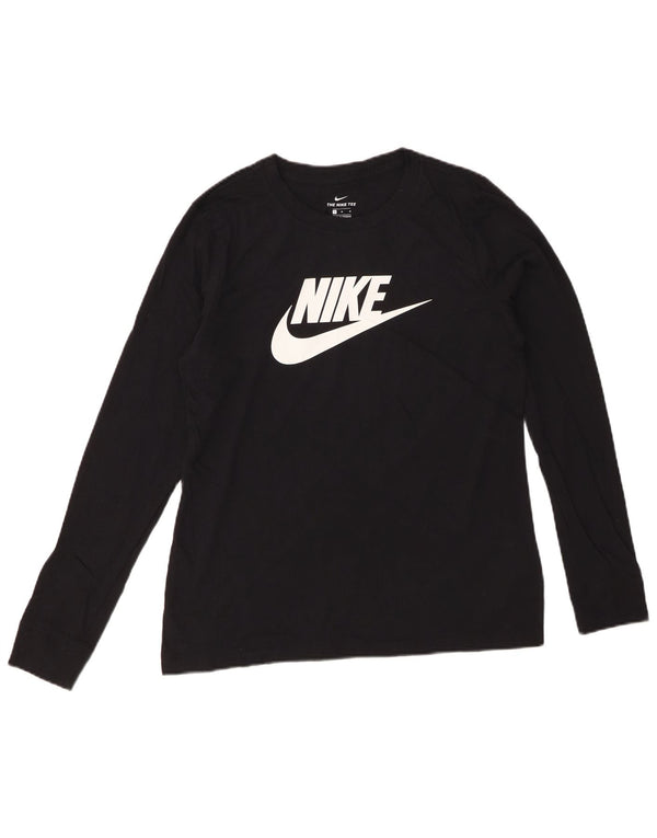 NIKE Camiseta gráfica de manga larga para mujer UK 44 Mediana Algodón negro