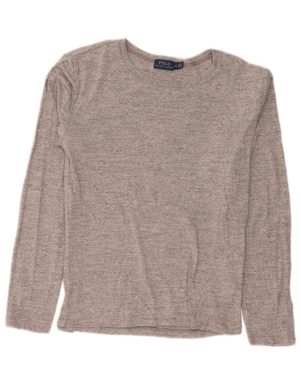 Polo Ralph Lauren Womens Top Long Sleeve UK 12 Medium Grey Flecked Cotton
