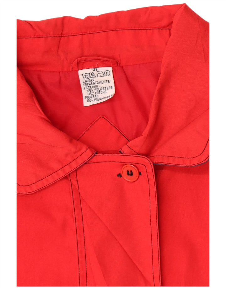 Vintage mujer chaqueta utilitaria Reino Unido 18 XL poliéster rojo