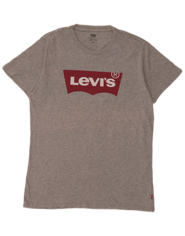 Levi's Hombre Camiseta Gráfica Top Algodón Gris Medio