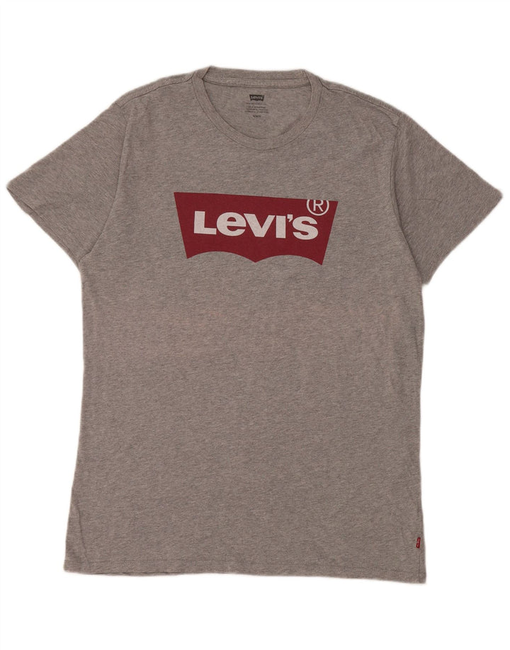 Levi's Hombre Camiseta Gráfica Top Algodón Gris Medio