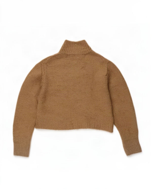 Zara Womens Crop Turtle Neck Jumper Sweater UK 10 Small Beige