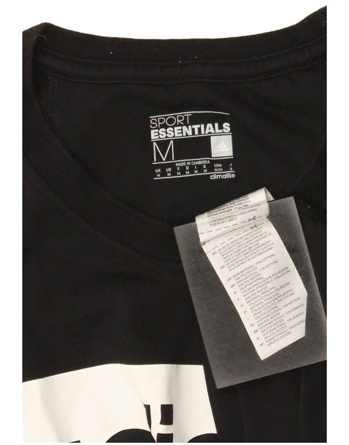Adidas Mens Climalite Graphic Camiseta Top Medio Negro Algodón
