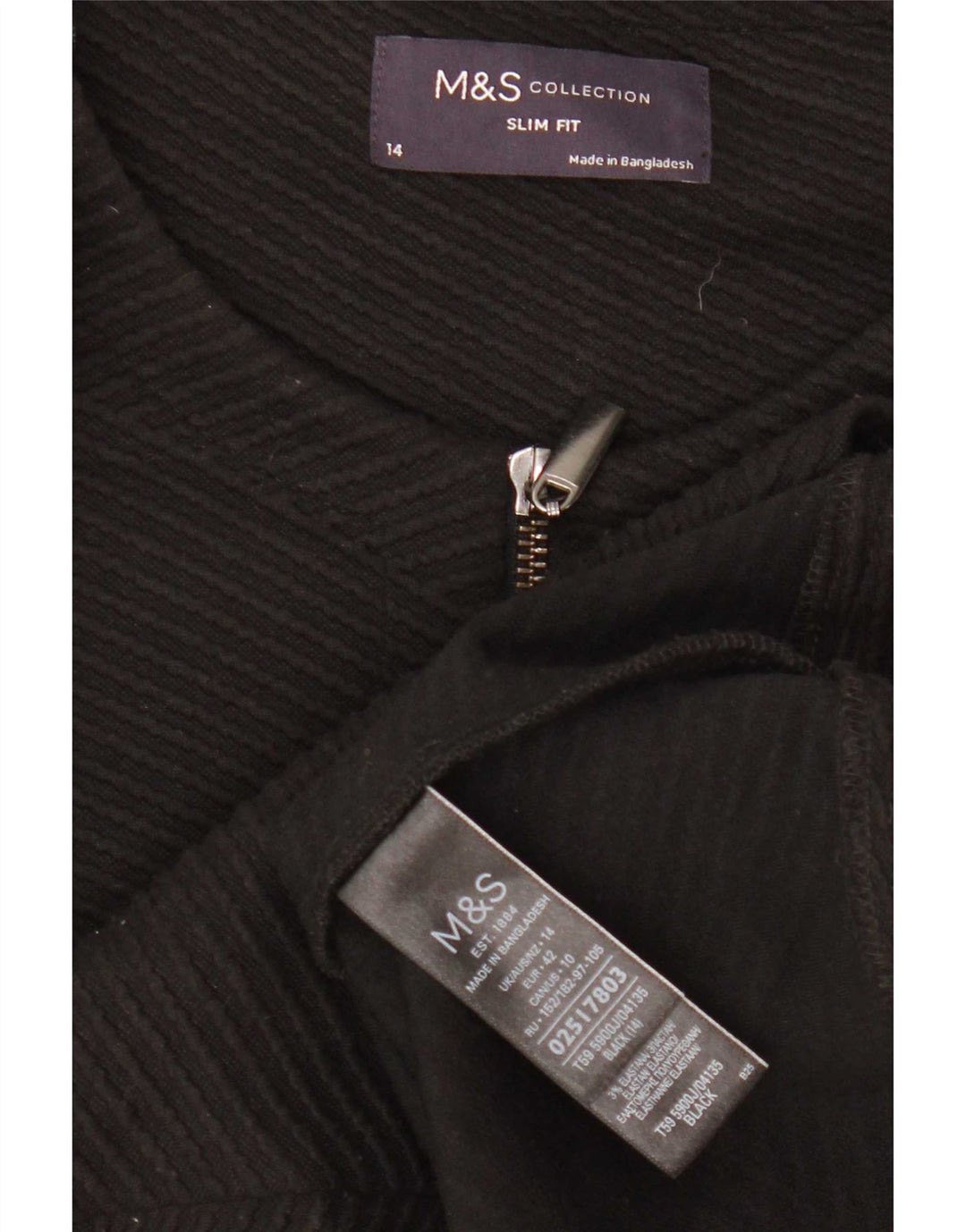 Marks & Spencer Chaqueta tipo blazer corta con cremallera completa para mujer Reino Unido 44 Mediano Negro