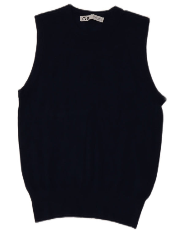 Zara Mujer Chaleco Sin Mangas UK 10 Small Azul Marino
