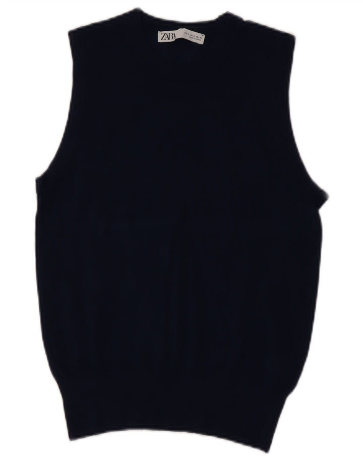 Zara Mujer Chaleco Sin Mangas UK 10 Small Azul Marino