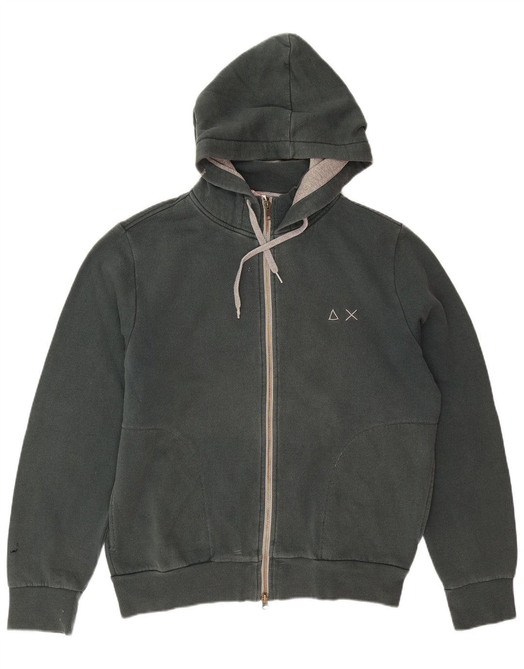 Sun68 - Sudadera con capucha y cremallera para hombre, talla grande, algodón verde
